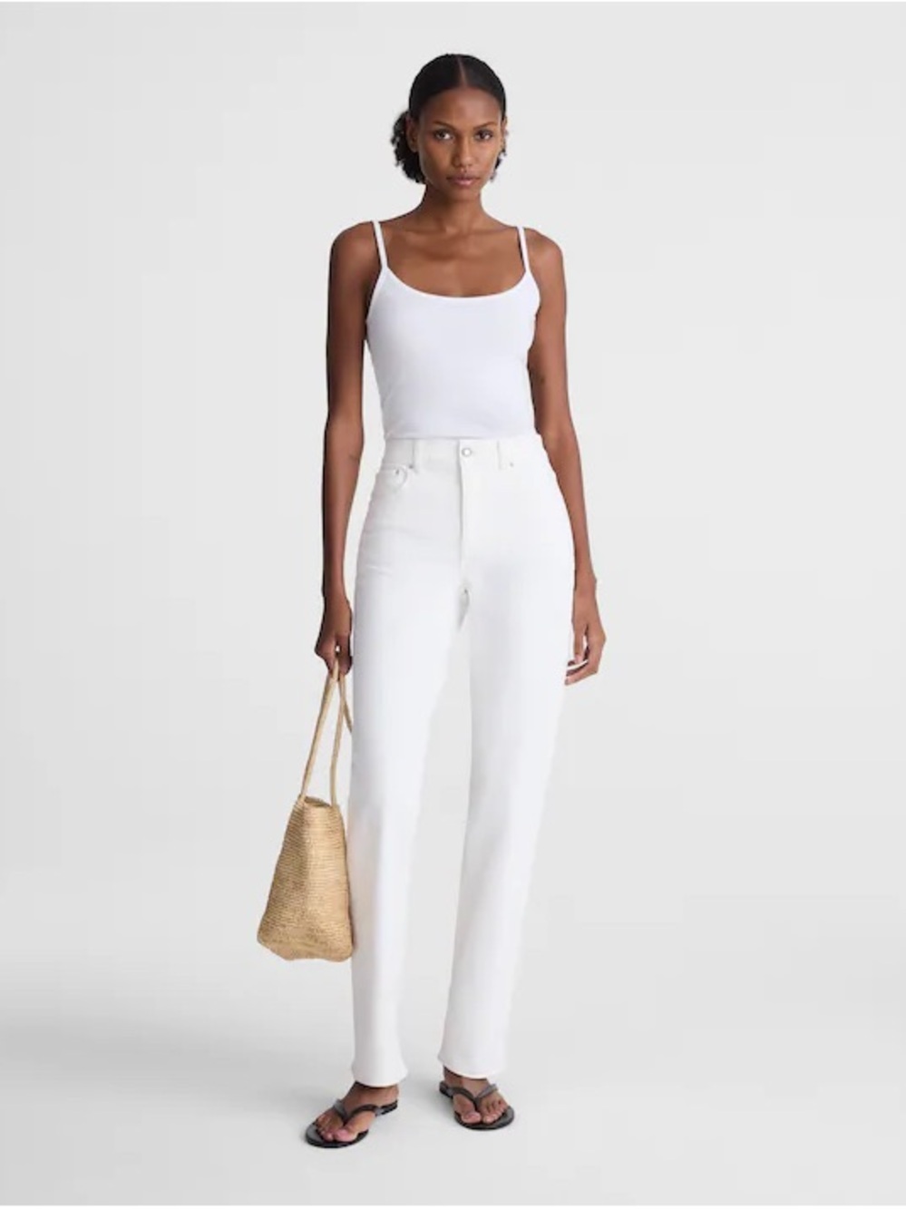 Madewell The Short Longline Straight Jeans in Tile White - Size 25S